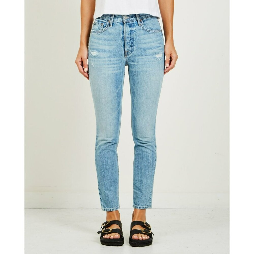GRLFRND Jeans Denim Blue Karolina Domenico High Rise Tapered Button Fly Size 25